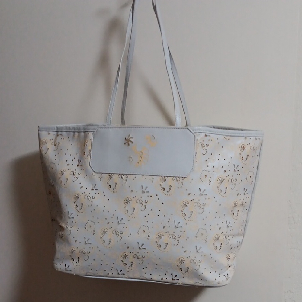 DISNEY Chic White and Gold Mickey Tote Bag